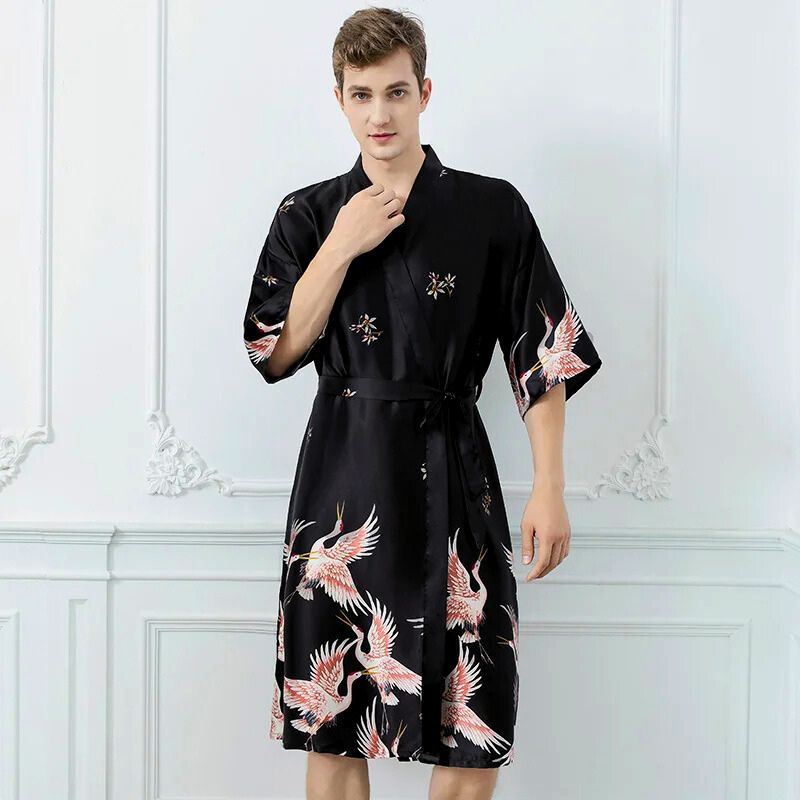 Kimono homme satin noir