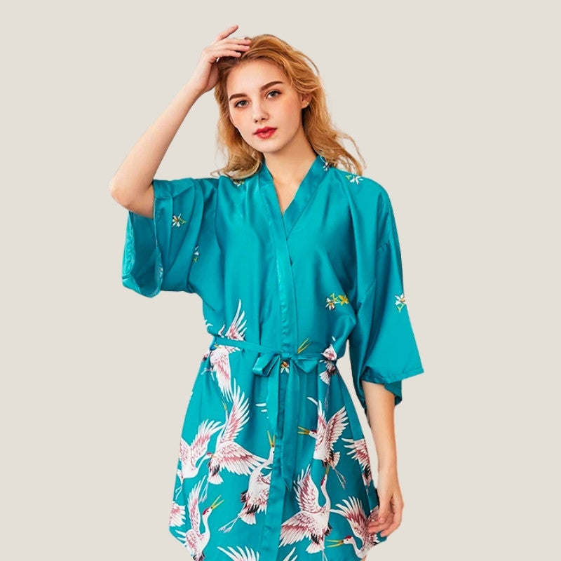 Kimono peignoir satin