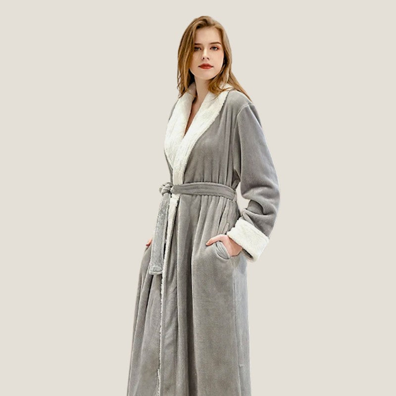 Peignoir femme polaire gris