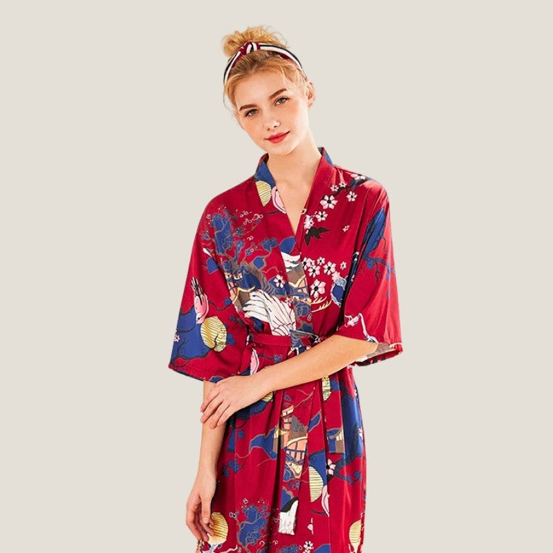 Peignoir kimono femme en satin